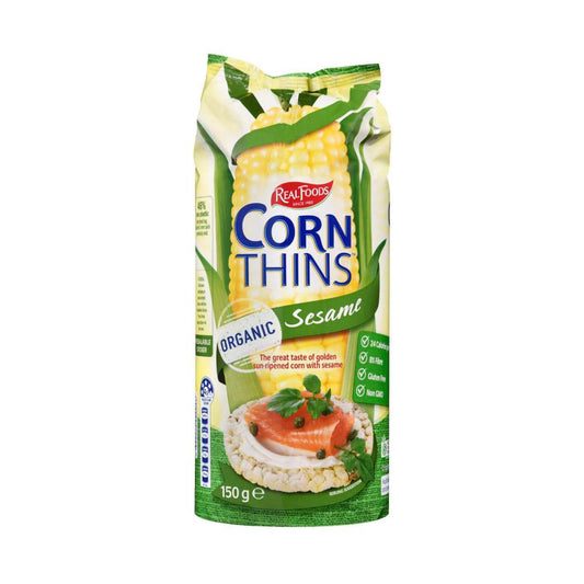 Real Foods Corn Thins Sesame - 150g