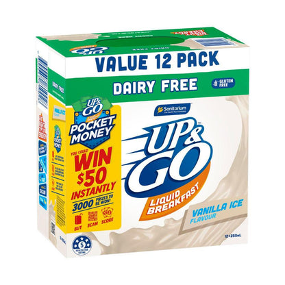 Sanitarium Up&go Liquid Breakfast Fridge Pack Dairy Free Vanilla 12x250ml - 3L