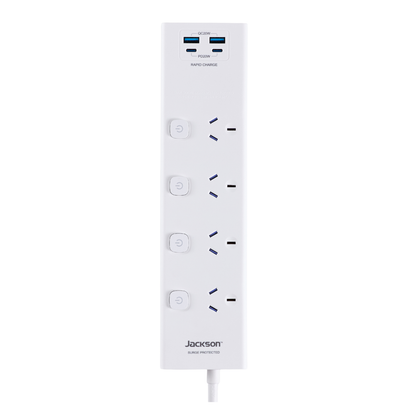 Jackson Powerboard - 4 Outlet - 1.8m - White