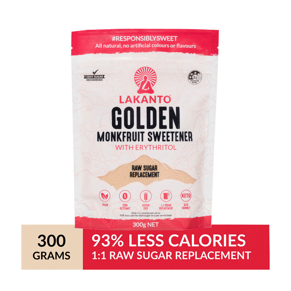 Lakanto Golden Monkfruit Sweetener Raw Sugar Replacement - 300g