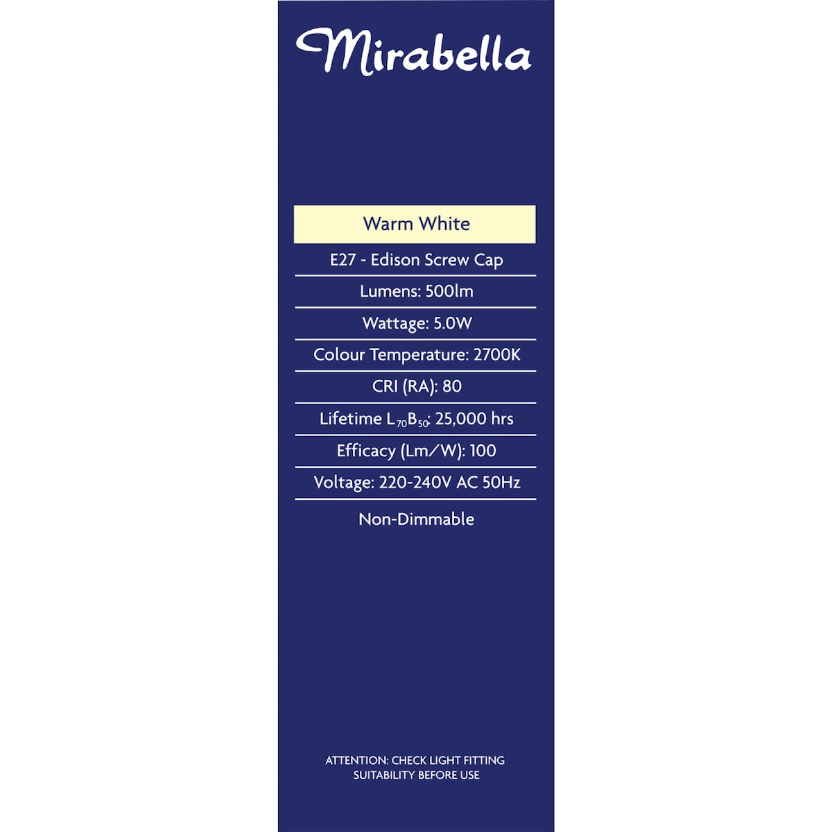 Mirabella Led Candle Es 5w 500lm Warm White Each