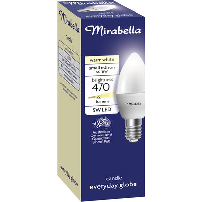 Mirabella Led Candle Ses 5w 470lm Warm White 1 Pack