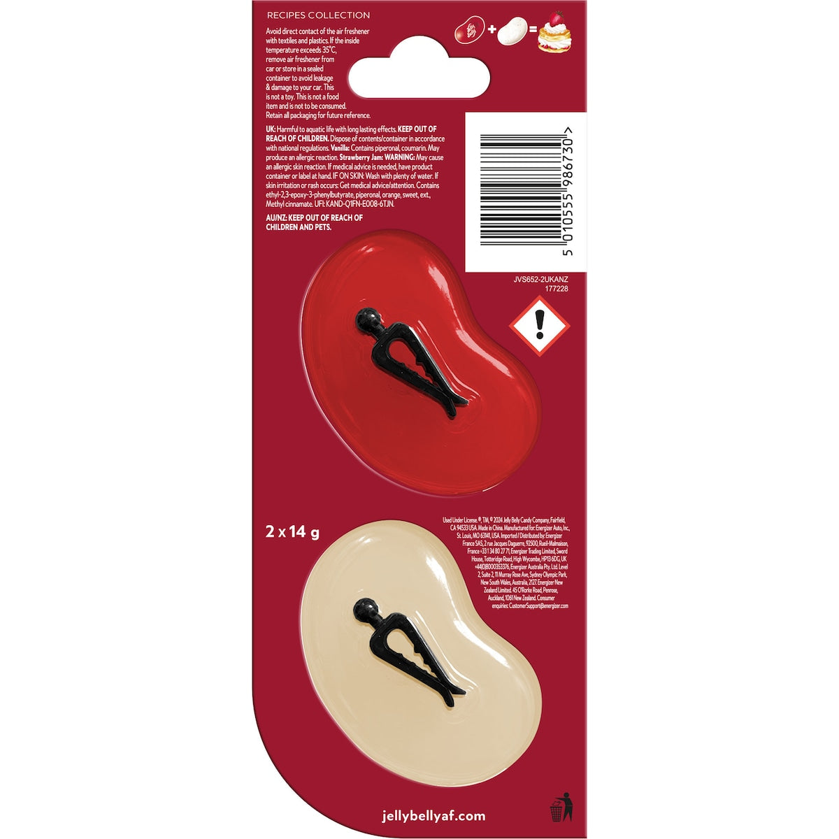 Jelly Belly Duo Vent Car Air Freshener Strawberry Shortcake 2 Pack