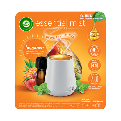 Air Wick Essential Mist Aroma Diffuser Happiness Pineapple-peach & Wild Mint Fragrance - 20mL