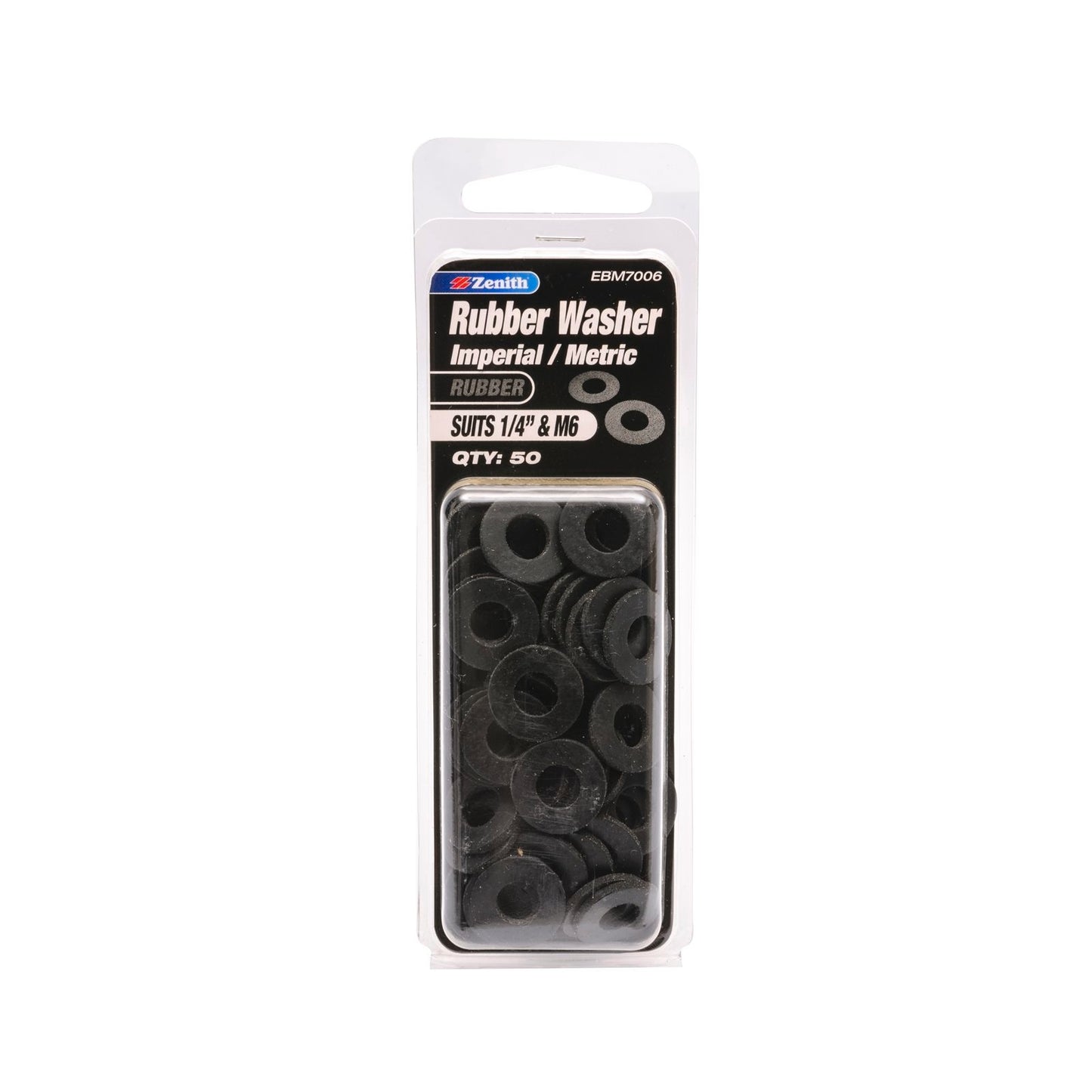 Zenith Rubber Washer - 1/4" & M6 - 50 Pack