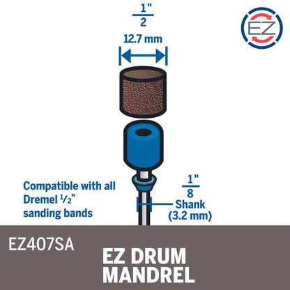 Dremel EZ Lock Sanding Drum Mandrel - 60 Grit Sanding Band - Fast Change
