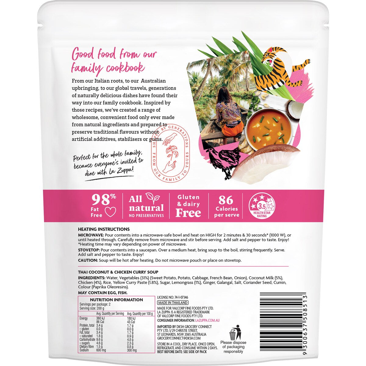 La Zuppa Soup Pouch Thai Coconut & Chicken Curry 400g