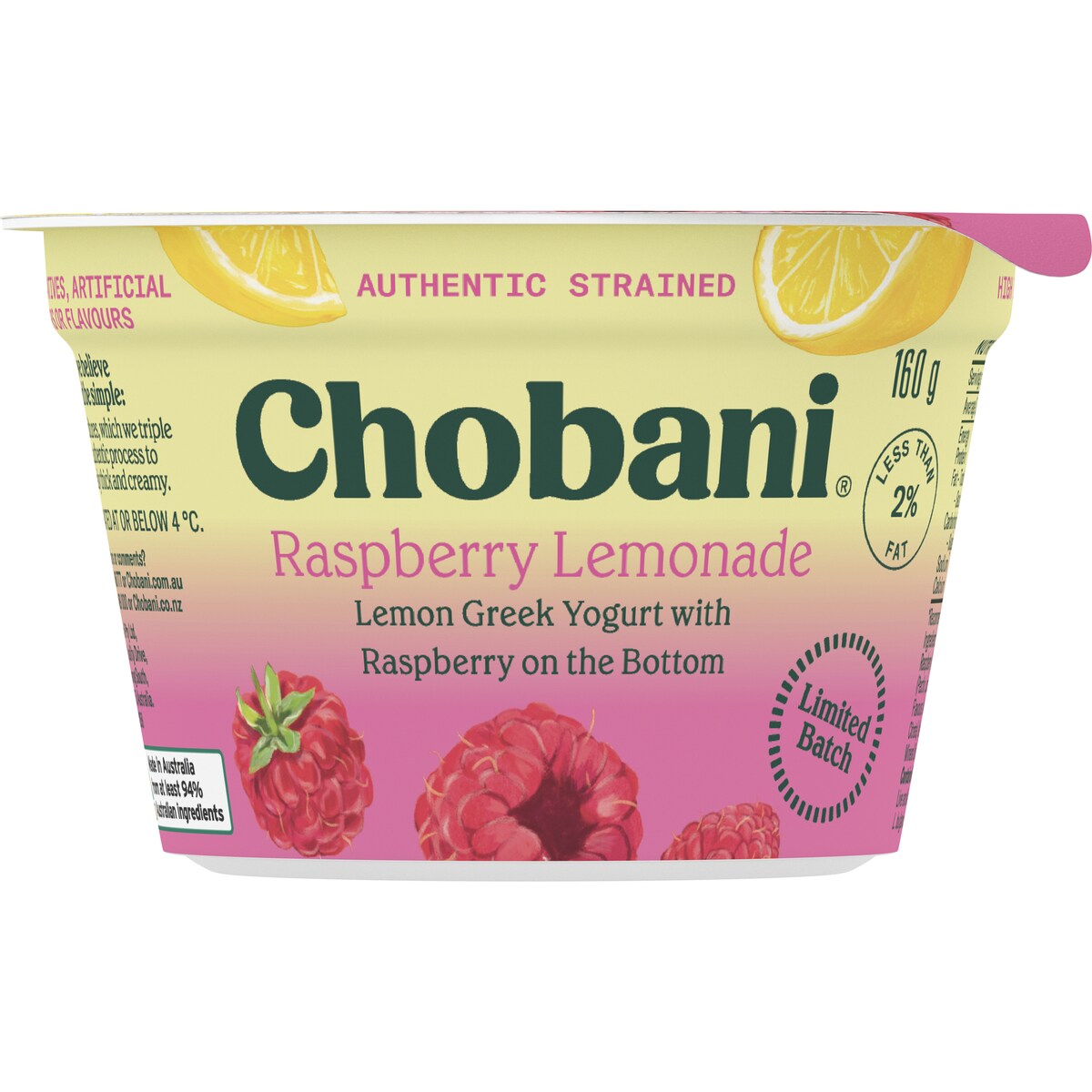 Chobani Raspberry Lemon Greek Yogurt 160g