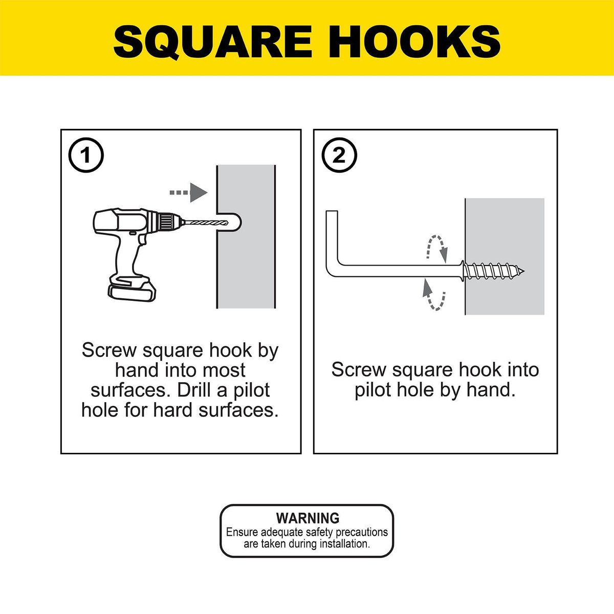Everhang Square Hook - 50mm - Zinc Plated - Light Duty - 25 Pack