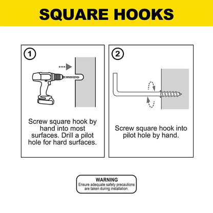 Everhang Square Hook - 50mm - Zinc Plated - Light Duty - 25 Pack
