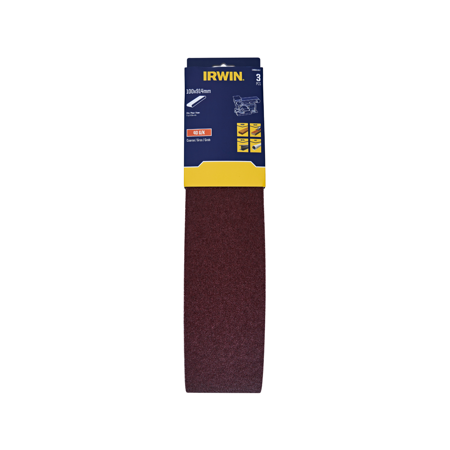 Irwin Sanding Belt - 100 x 914mm - 40 Grit - 3 Pack