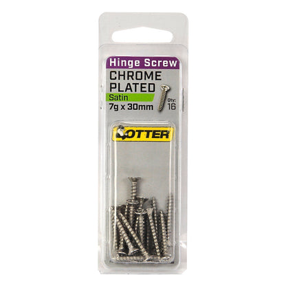 Otter Satin Chrome Hinge Screws - 7 x 30mm - 16 Pack