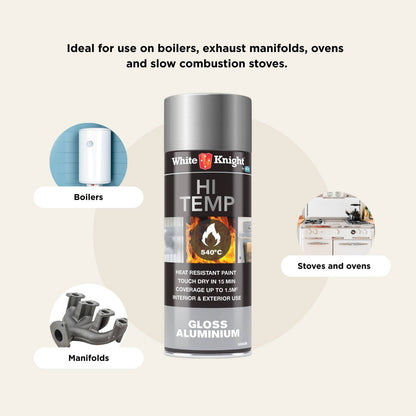 White Knight Hi Temp Spray Paint - 300g - Aluminium