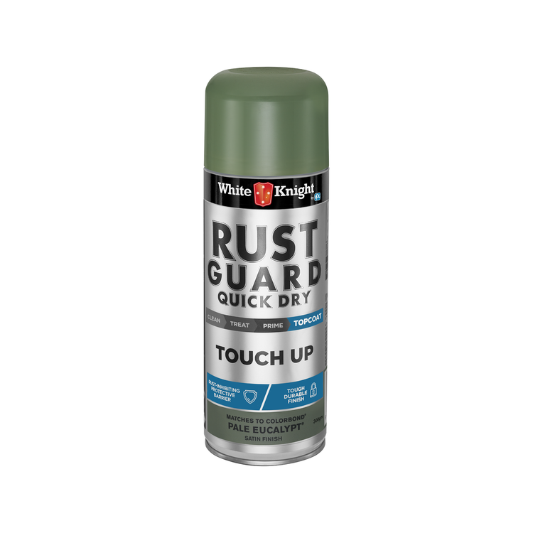 White Knight Rust Guard Quick Dry Touch Up Spray Paint - Pale Eucalypt Satin Finish 300g