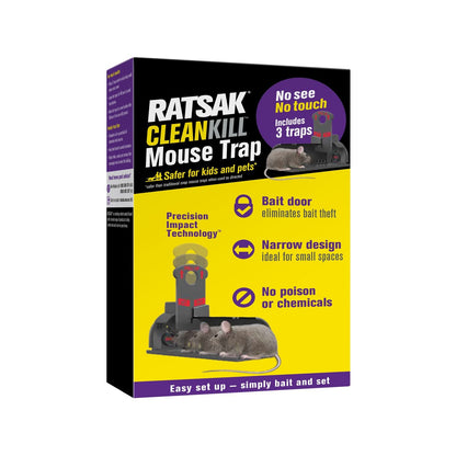 Ratsak Clean Kill Mouse Trap - 3 Pack