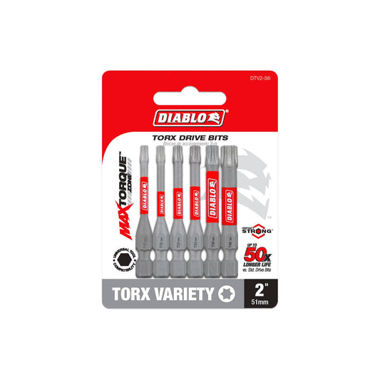 Diablo Power Bit Torx Variety - 2" - 6 Pack