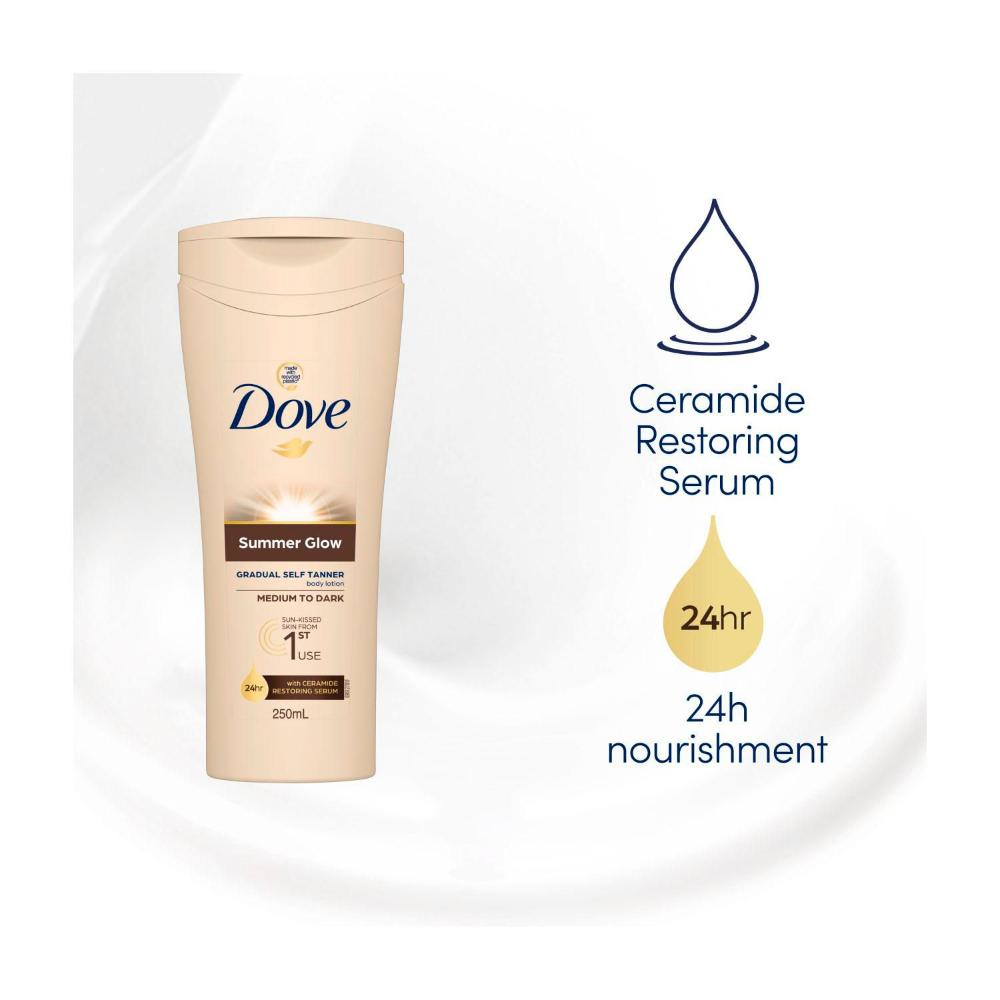 Dove Summer Glow Gradual Self Tanner Body Lotion Medium To Dark - 250mL