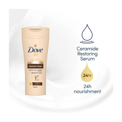 Dove Summer Glow Gradual Self Tanner Body Lotion Medium To Dark - 250mL