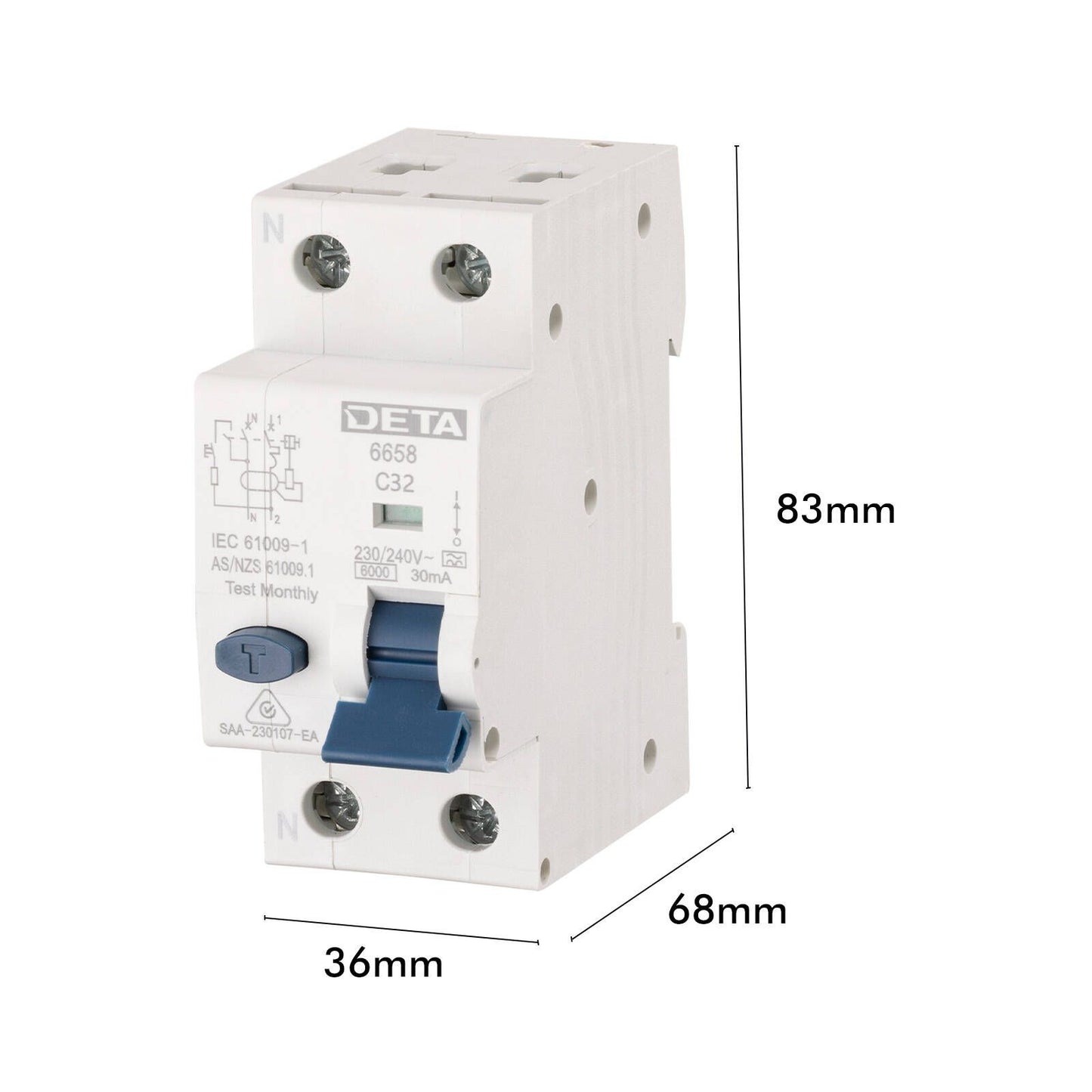 Deta Single Phase RCBO - 32A - 6kA