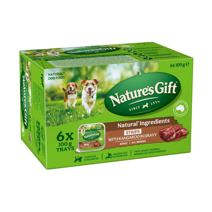 Nature's Gift Strips Kangaroo Dog Food 100g - 6 pack