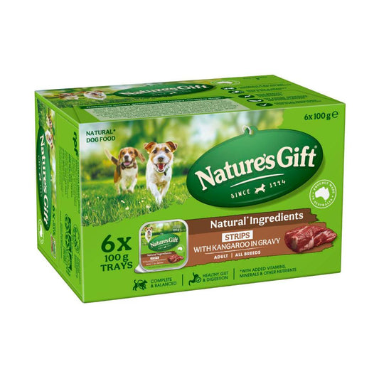 Nature's Gift Strips Kangaroo Dog Food 100g - 6 pack