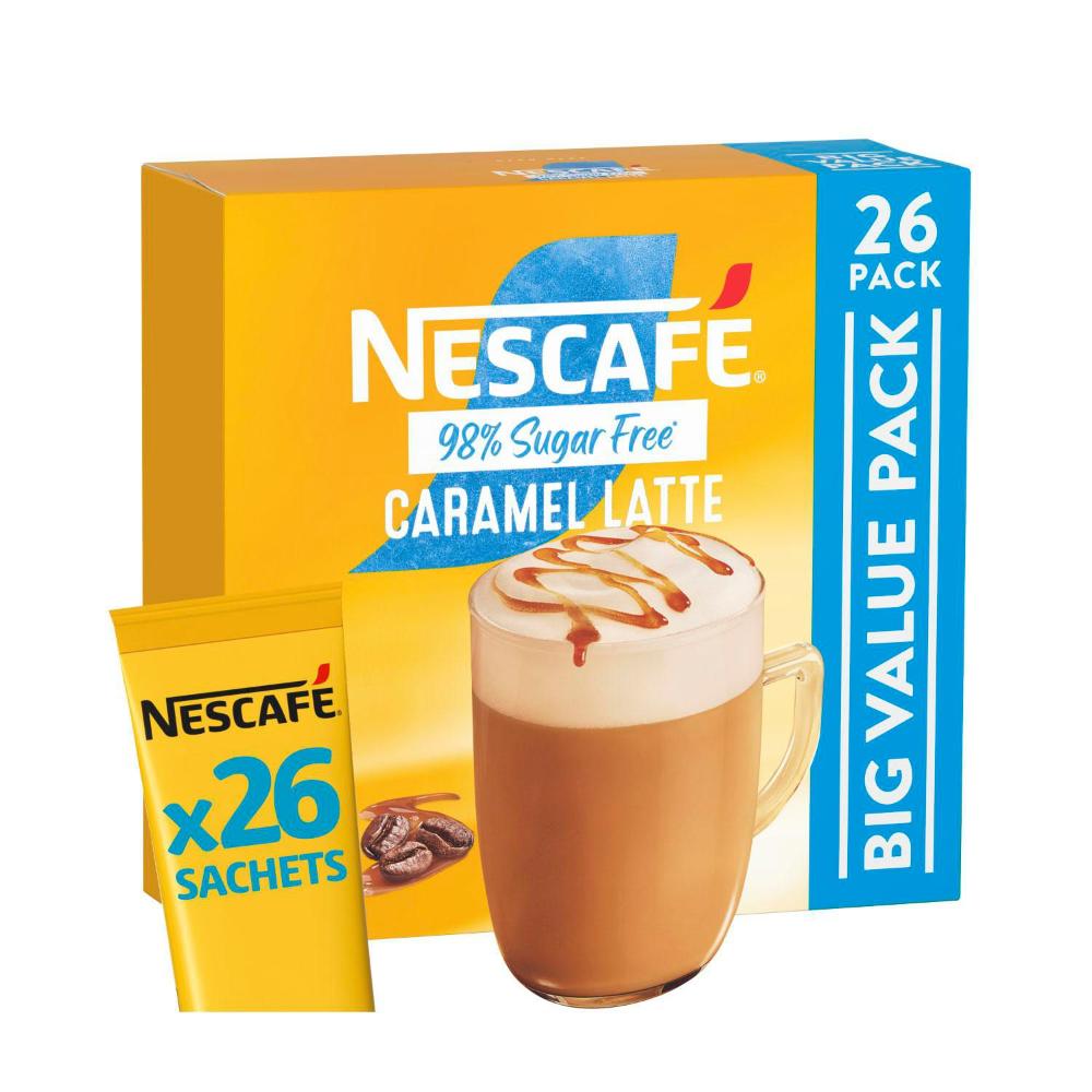 Nescafe 98% Sugar Free Caramel Latte Coffee Sachets 13.5g - 26 pack