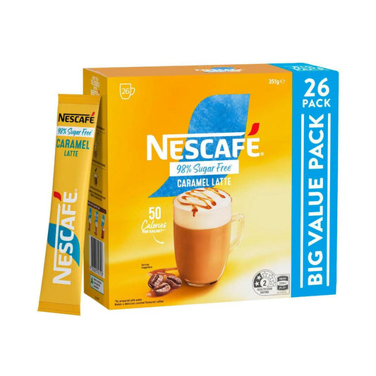 Nescafe 98% Sugar Free Caramel Latte Coffee Sachets 13.5g - 26 pack