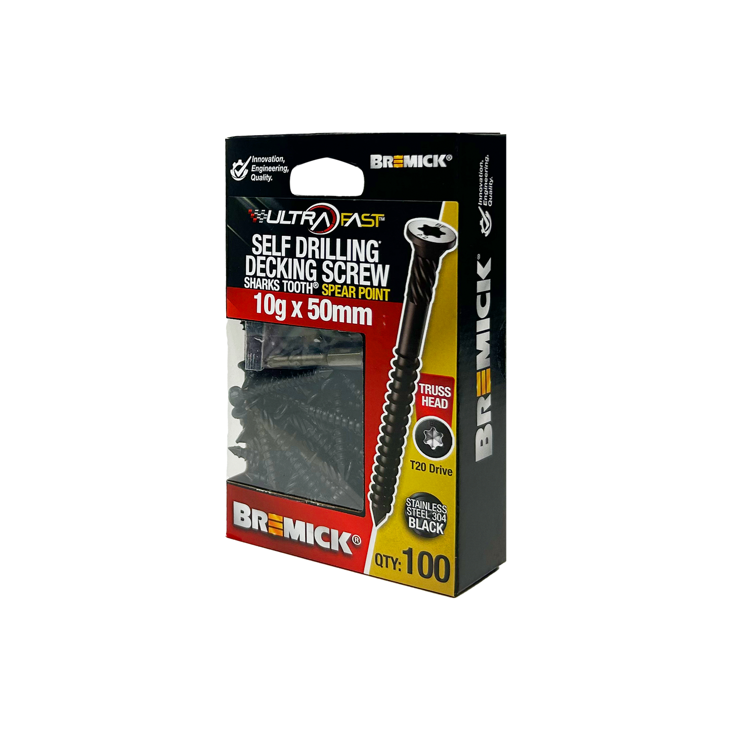 Bremick Ultrafast Stainless Steel 304 Black Truss Head Screws - 10g x 50mm - T20 - 100 Pack