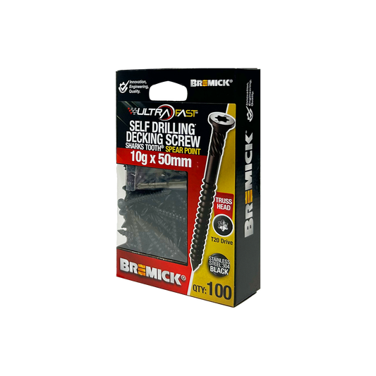 Bremick Ultrafast Stainless Steel 304 Black Truss Head Screws - 10g x 50mm - T20 - 100 Pack