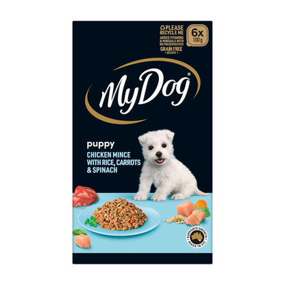 My Dog Puppy Wet Dog Food Chicken Rice Carrots & Spinach 6x100g Trays - 6 pack