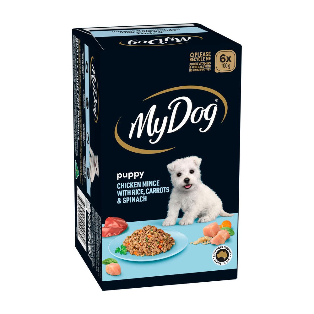 My Dog Puppy Wet Dog Food Chicken Rice Carrots & Spinach 6x100g Trays - 6 pack