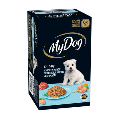 My Dog Puppy Wet Dog Food Chicken Rice Carrots & Spinach 6x100g Trays - 6 pack