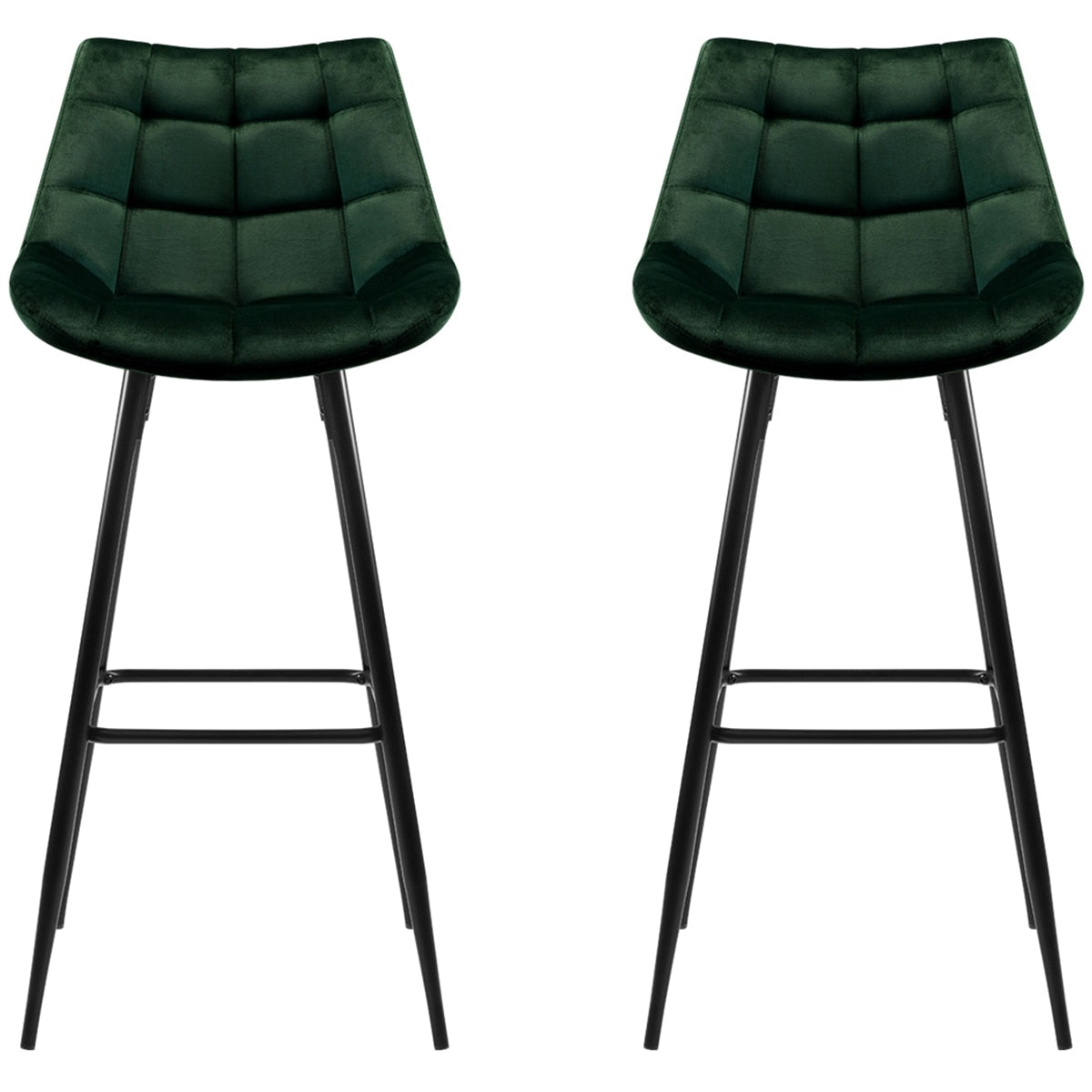 Artiss Velvet Barstool Green 2 Pack