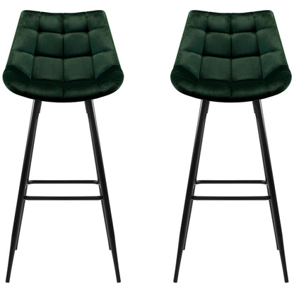 Artiss Velvet Barstool Green 2 Pack
