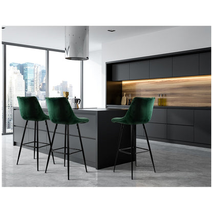 Artiss Velvet Barstool Green 2 Pack