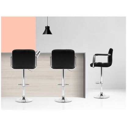 Artiss Black Gaslift Swivel Barstool with Arm Rests 2 Pack