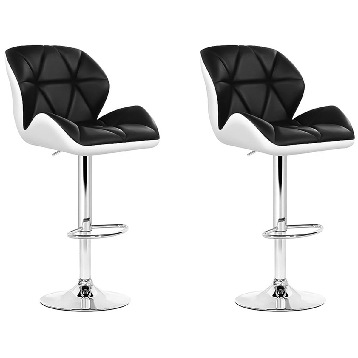 Artiss Black And White Gaslift Swivel Barstool With Rhombus Motif 2 Pack
