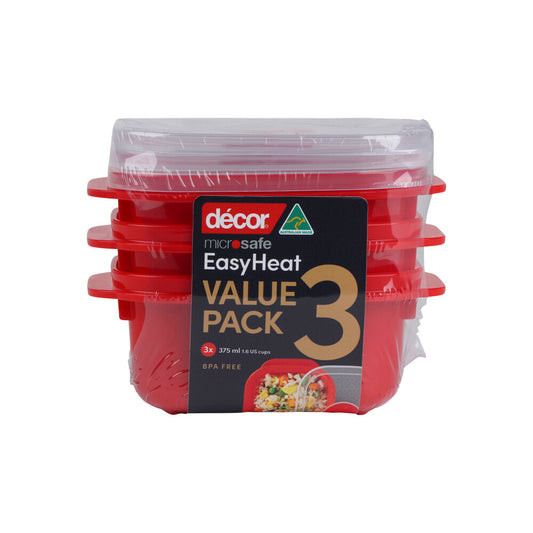 Decor Microsafe Easy Heat Containers 375ml - 3 pack