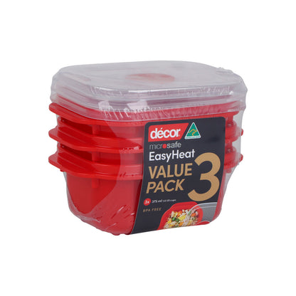 Decor Microsafe Easy Heat Containers 375ml - 3 pack