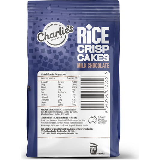Charlies Fine Food Co. Mini Rice Crisps Milk Chocolate 80g