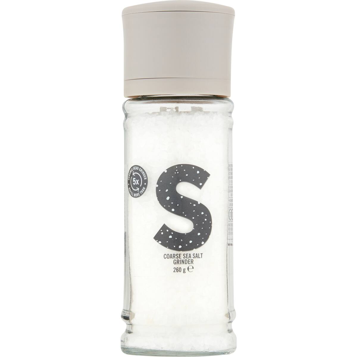 Natural Large Sea Salt Grinder 260g