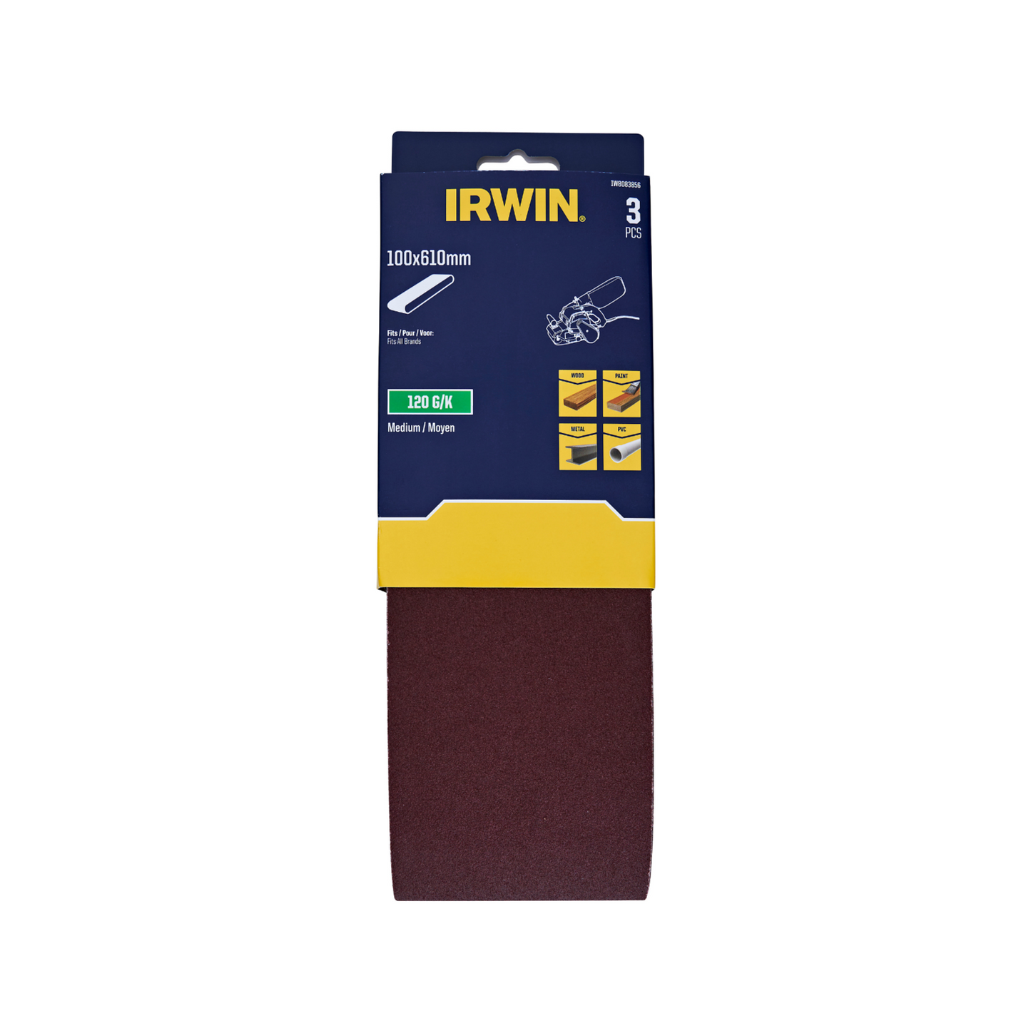 Irwin Sanding Belt - 100 x 610mm - 120 Grit - 3 Pack