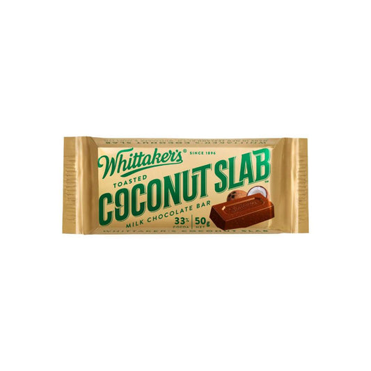 Whittaker's Toasted Coconut Slab Milk Chocolate Bar - 50g