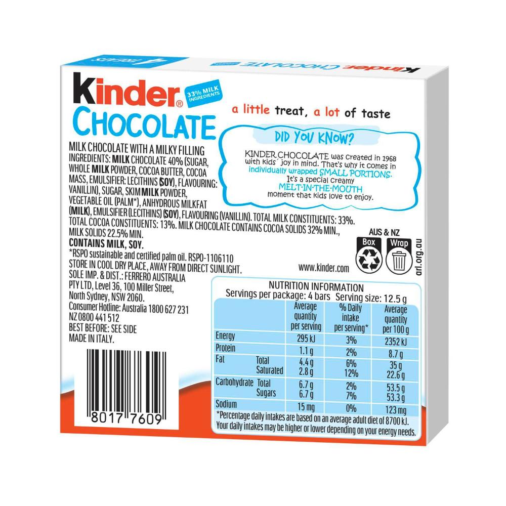 Kinder Chocolate 4 Treat Pack - 50g
