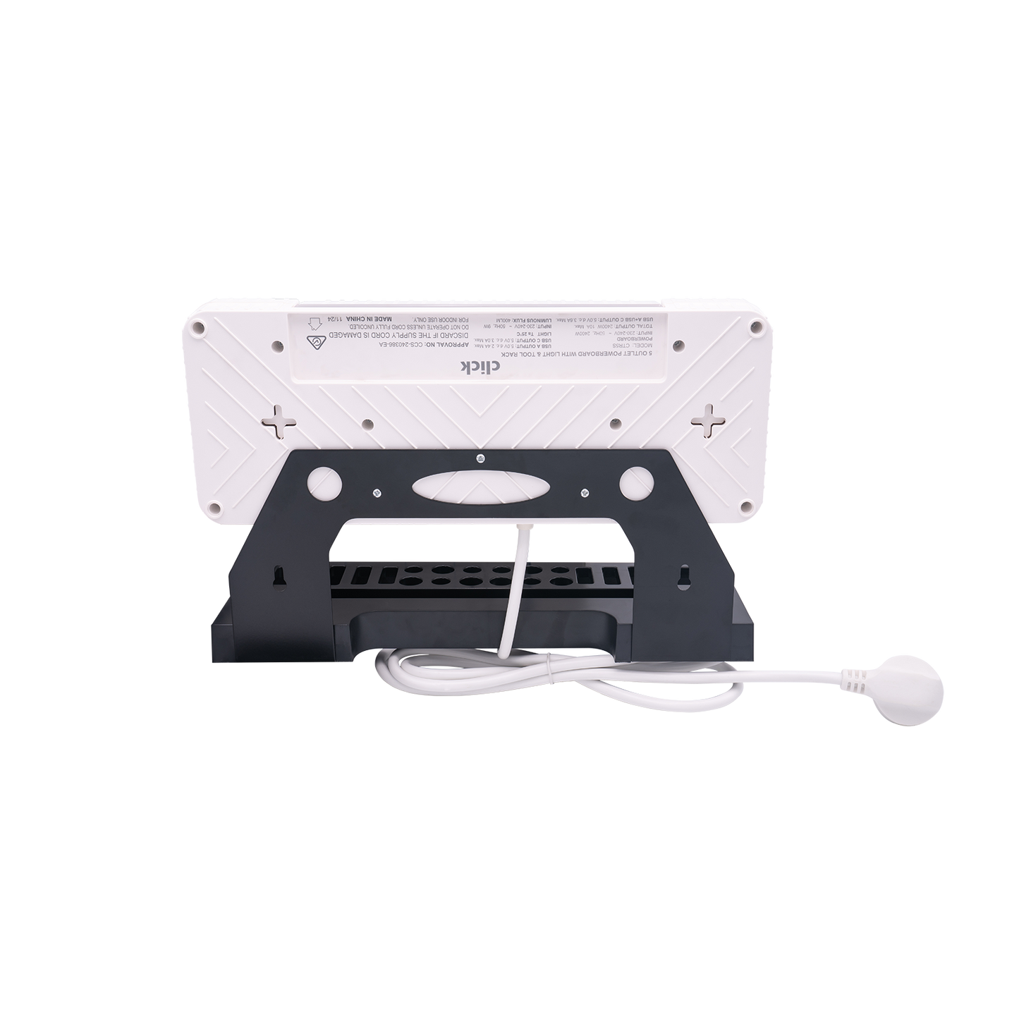 Click Power Board Tool Rack with LED Light - 5 Outlet