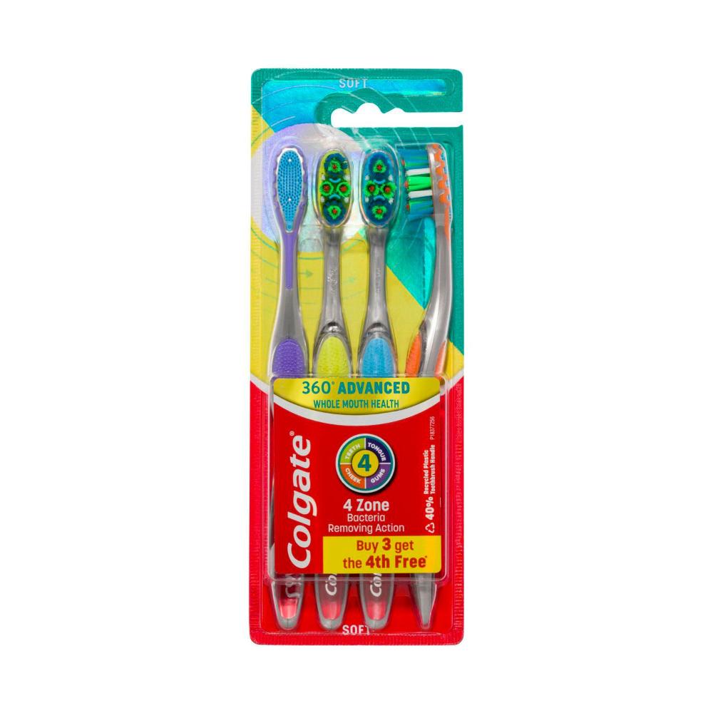 Colgate 360 Advanced Soft Toothbrush - 4 pack