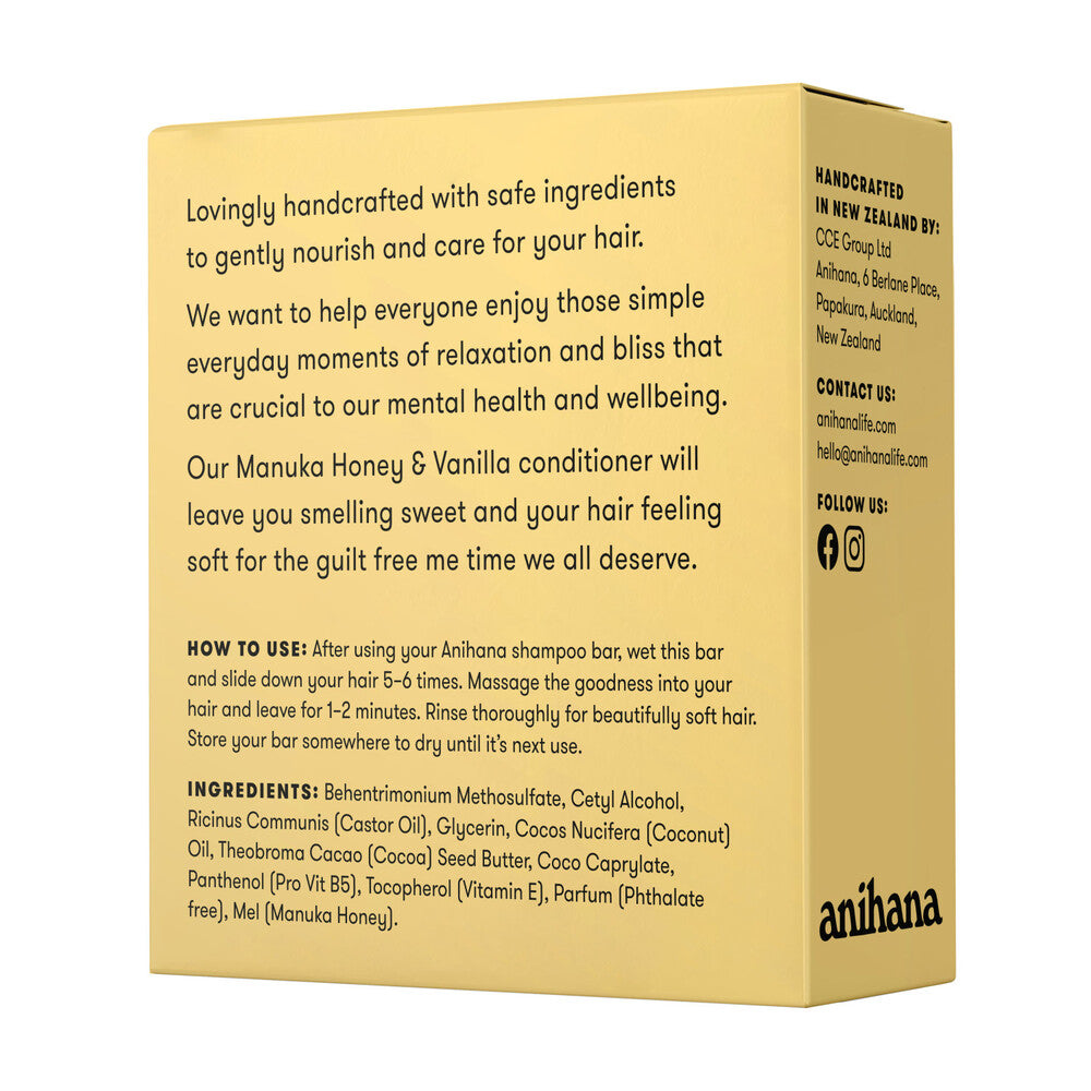 Anihana Conditioner Bar Manuka Honey & Vanilla - 60g