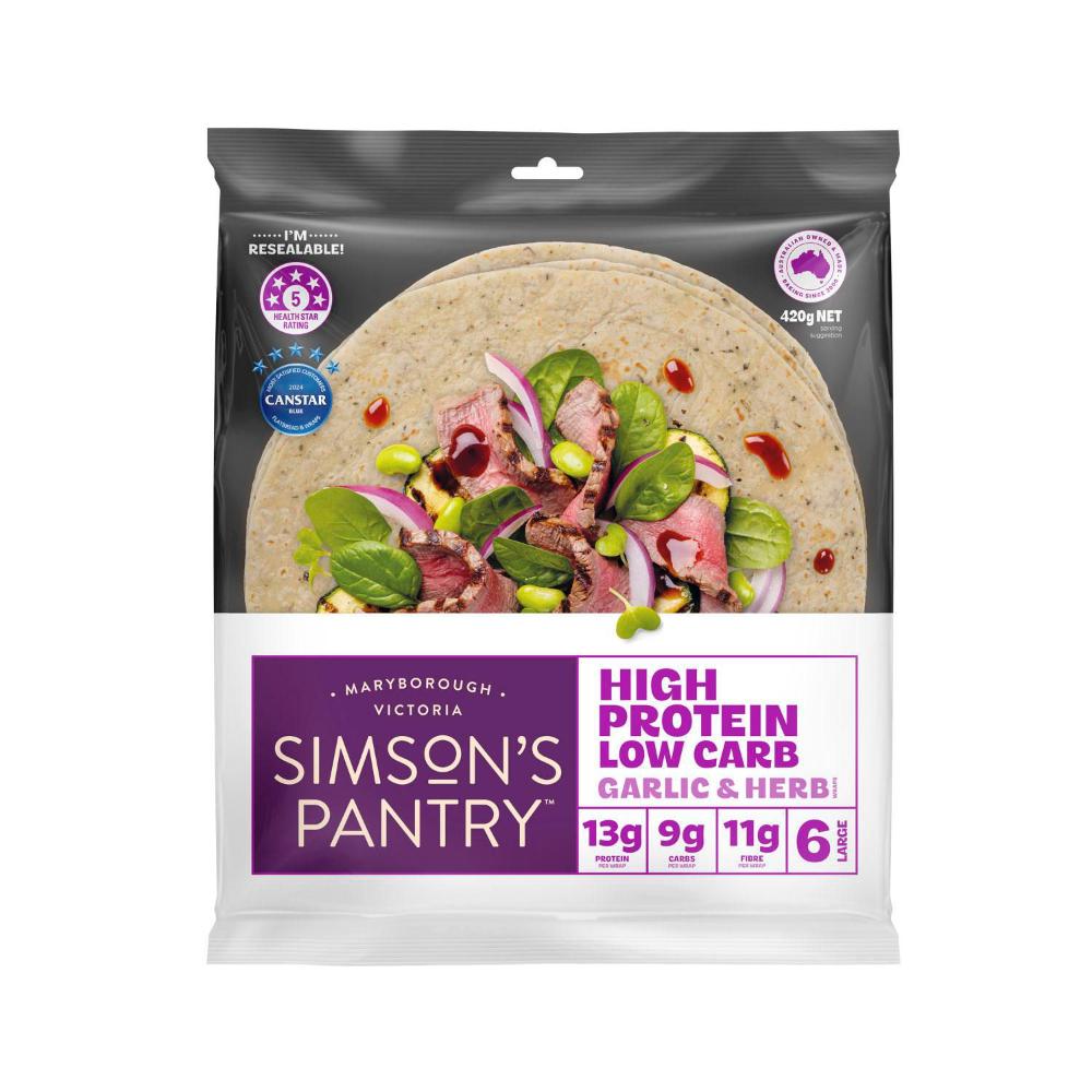 Simson's Pantry Low Carb Garlic & Herb + Protein - 420g