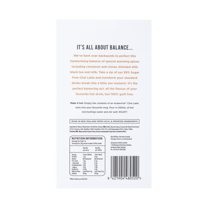 Avalanche 99% Sugar Free Chai Latte - 10 pack
