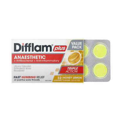 Difflam Plus Lozengers Anaesthetic Honey & Lemon - 32 pack